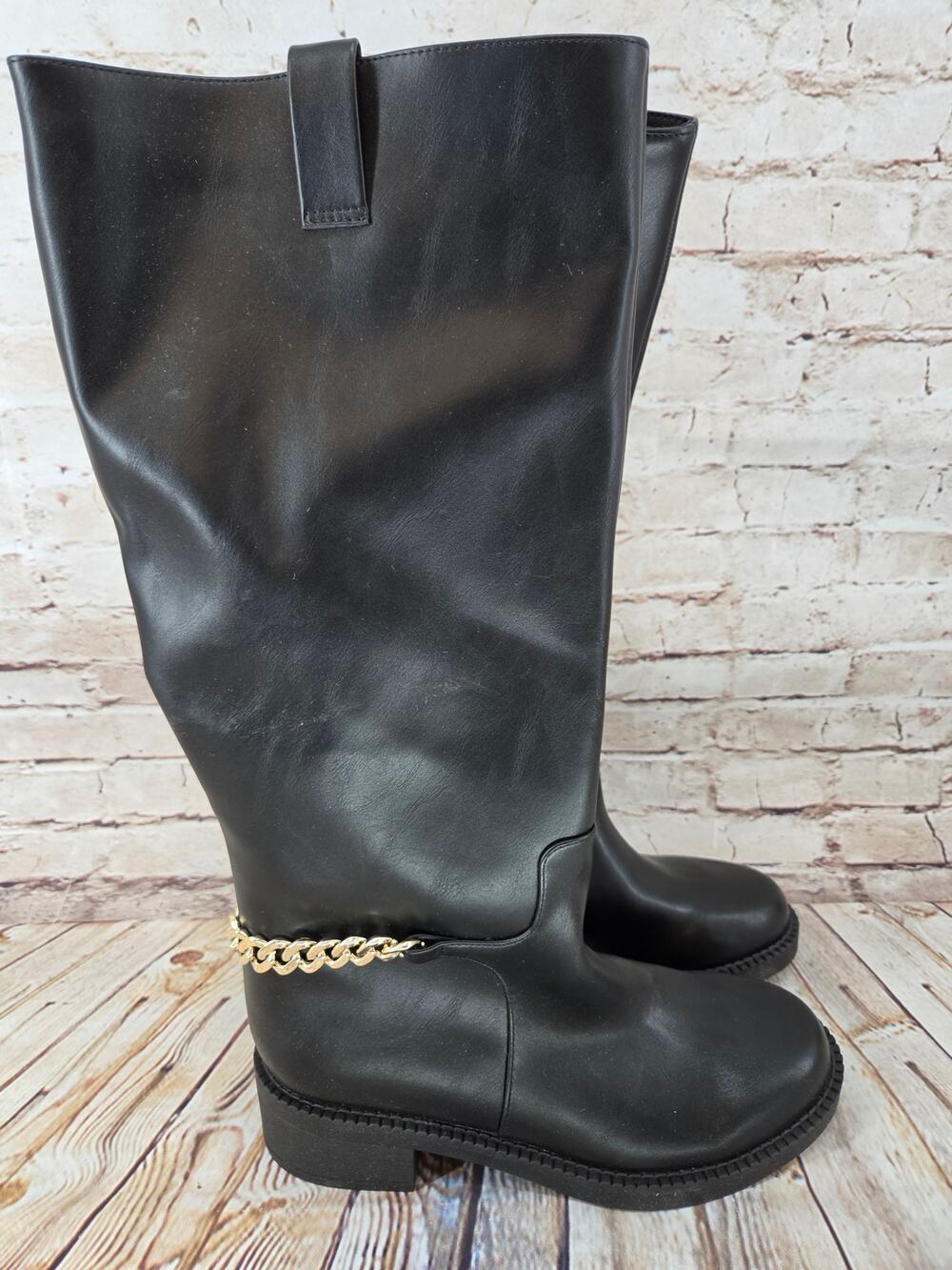 A New Day Black Bobbi Boots 8 1/2 Half Zip NEW Memory Foam